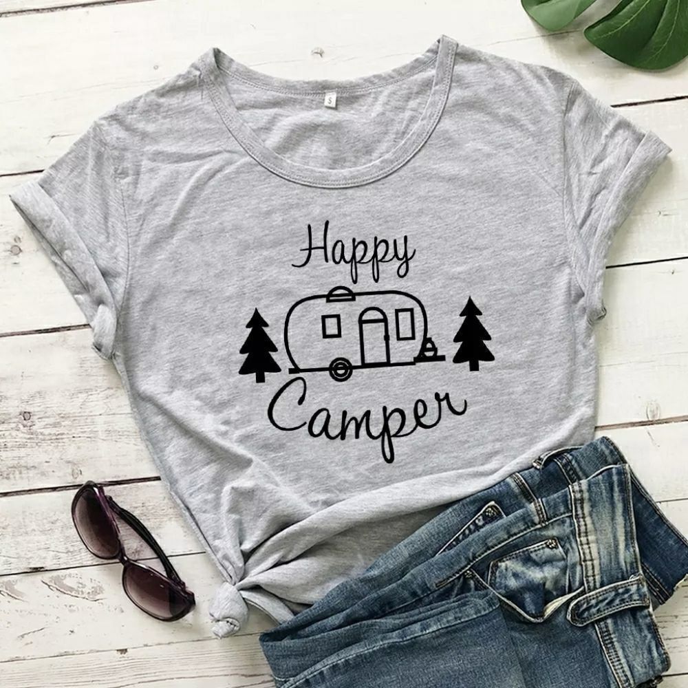 Happy Camper Hiking Outdoors Tee Shirt